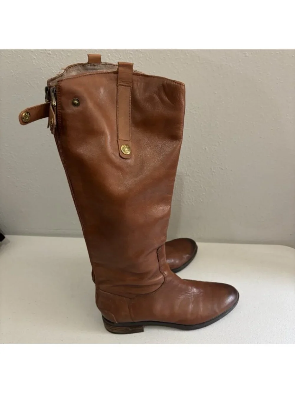 Sam Edelman Penny Riding Boots Leather Whiskey Color Knee High Size 7.5M